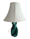Mid-Century Modern Green Ceramic Sculptural Table Lamp with Shade