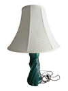 Mid-Century Modern Green Ceramic Sculptural Table Lamp with Shade