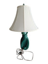 Mid-Century Modern Green Ceramic Sculptural Table Lamp with Shade