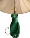 Mid-Century Modern Green Ceramic Sculptural Table Lamp with Shade