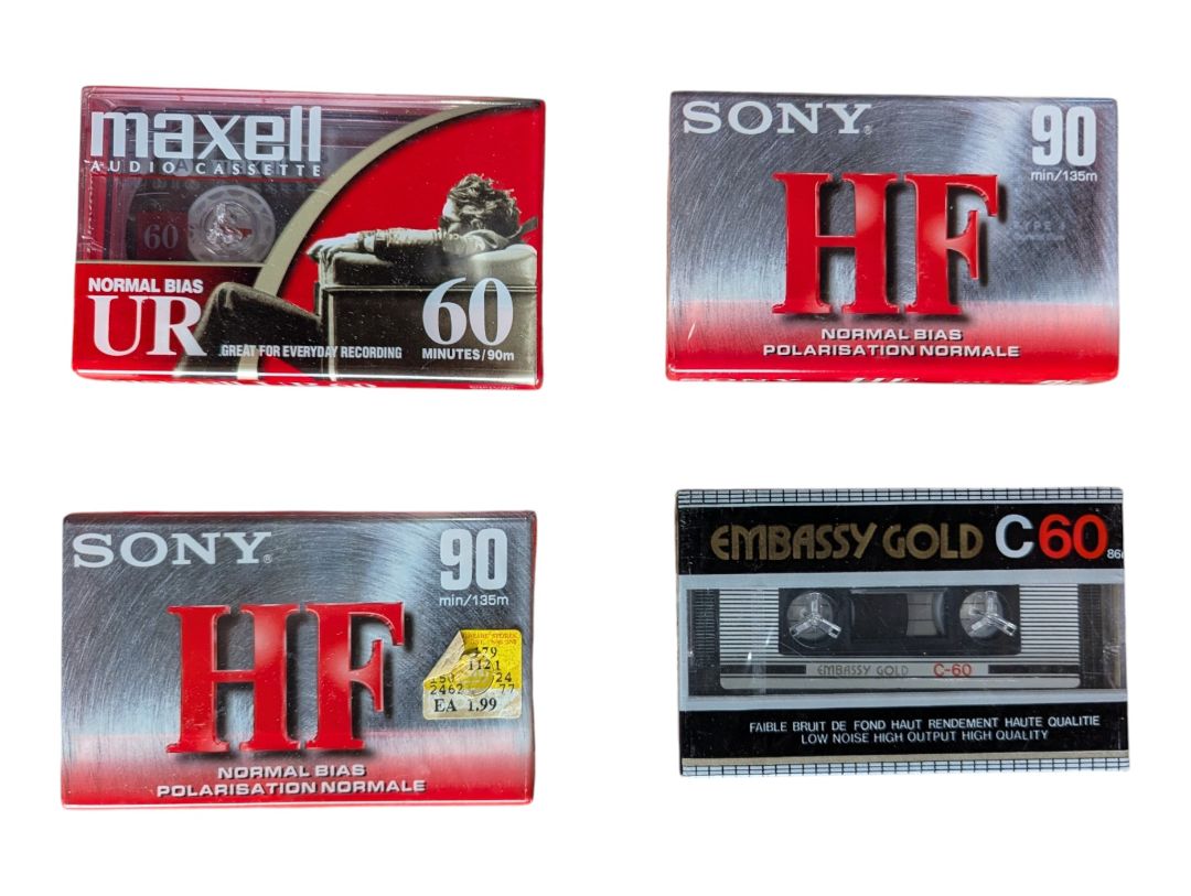 Sony Cassette Tape Storage Case with 4 Audio Cassette Tapes