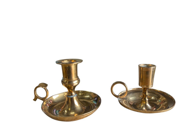 Pair of Vintage Brass Chamberstick Candle Holders