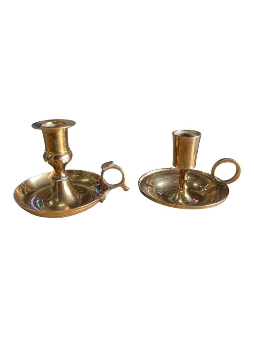 Pair of Vintage Brass Chamberstick Candle Holders