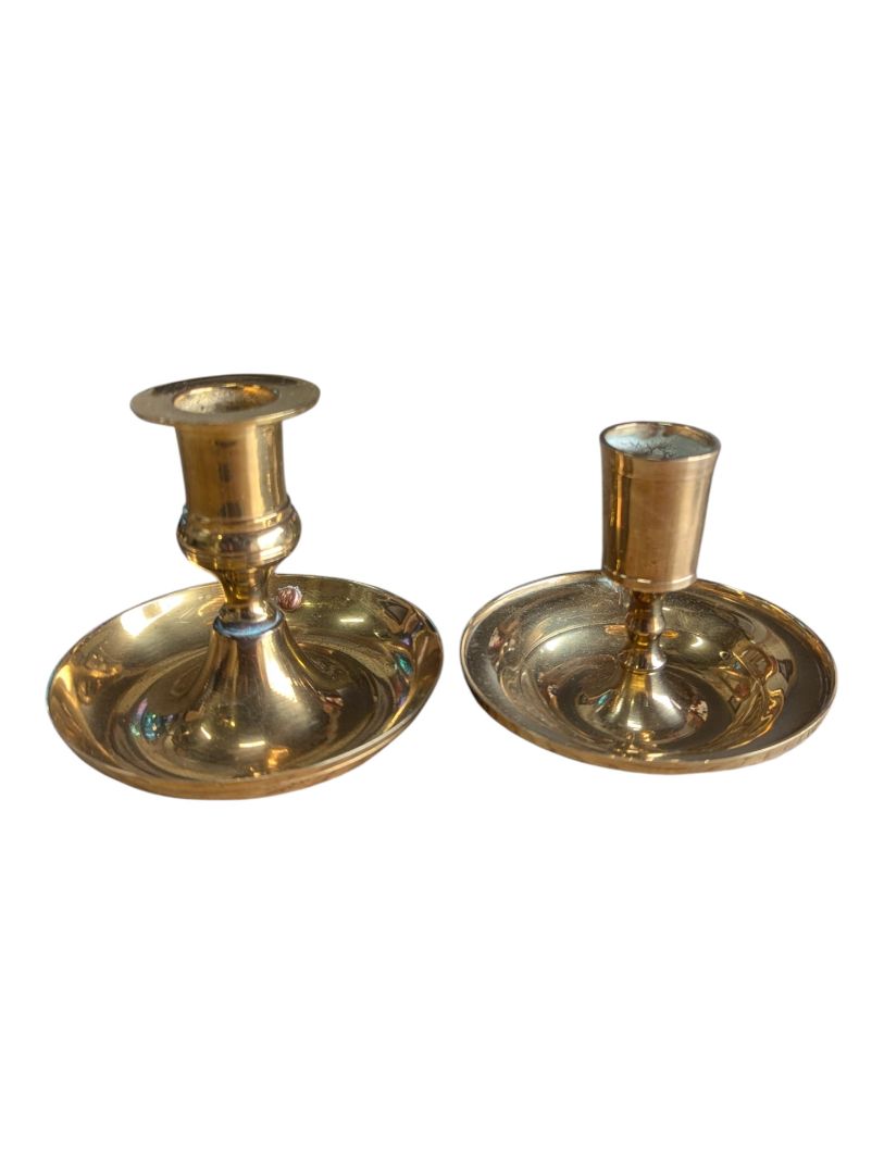 Pair of Vintage Brass Chamberstick Candle Holders