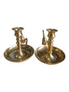 Pair of Vintage Brass Chamberstick Candle Holders with Snuffers