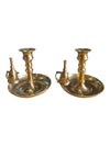 Pair of Vintage Brass Chamberstick Candle Holders with Snuffers