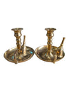 Pair of Vintage Brass Chamberstick Candle Holders with Snuffers