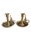Pair of Vintage Brass Chamberstick Candle Holders with Snuffers