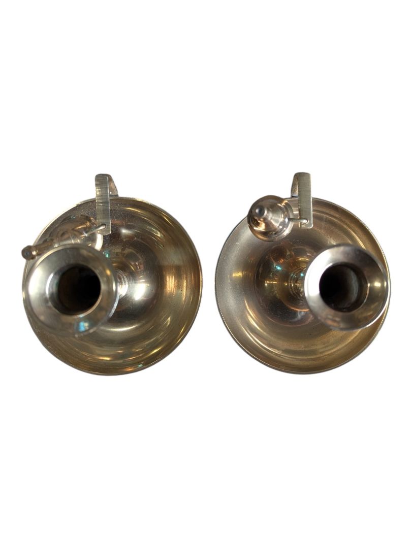 Pair of Vintage Brass Chamberstick Candle Holders with Snuffers
