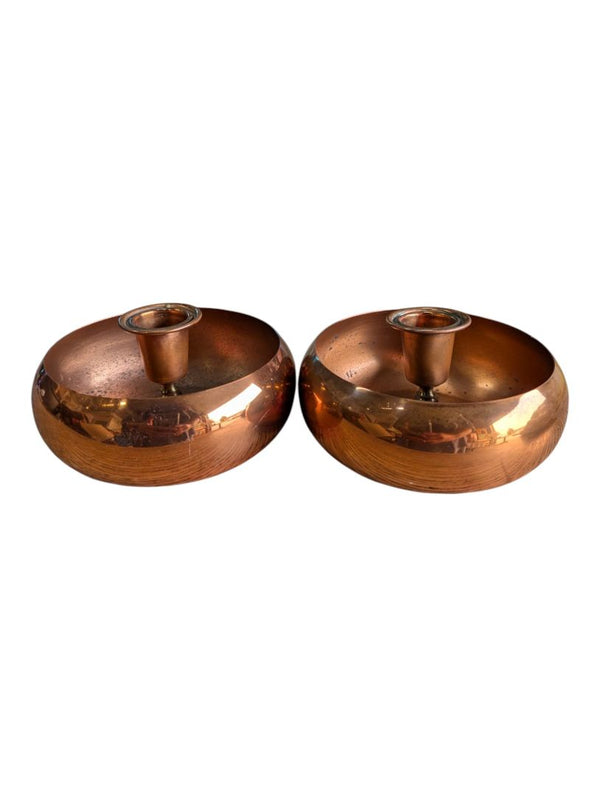 Pair of Vintage Copper Chamberstick Candle Holders