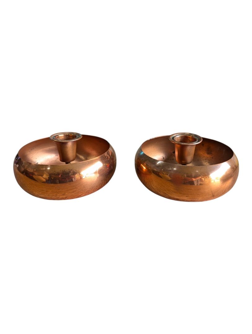 Pair of Vintage Copper Chamberstick Candle Holders