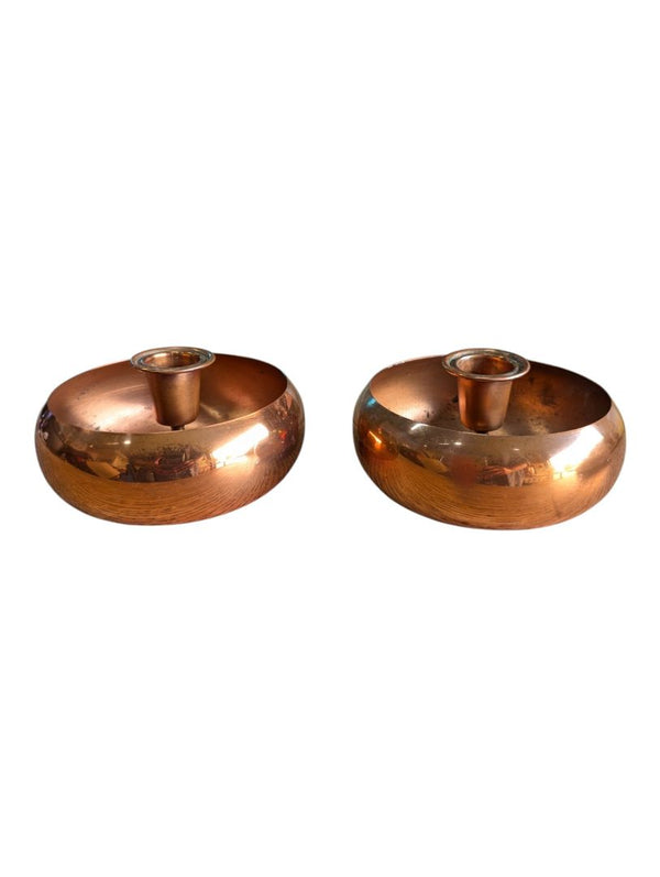 Pair of Vintage Copper Chamberstick Candle Holders