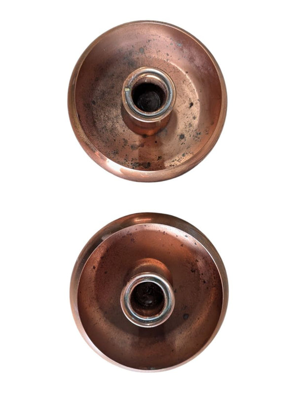 Pair of Vintage Copper Chamberstick Candle Holders
