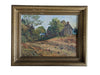 Vintage Original Oil Painting of a Rural Farmhouse Landscape in Gold-Tone Frame