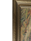 Vintage Original Oil Painting of a Rural Farmhouse Landscape in Gold-Tone Frame