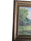 Vintage Original Oil Landscape Painting of Woodland Clearing in Gold-Tone Frame