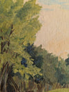 Vintage Original Oil Landscape Painting of Woodland Clearing in Gold-Tone Frame