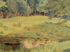 Vintage Original Oil Landscape Painting of Woodland Clearing in Gold-Tone Frame