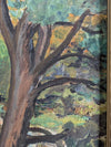 Vintage Original Oil Landscape Painting of River Valley in Gold-Tone Frame