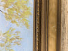 Vintage Original Oil Landscape Painting of Lakeshore Birch Trees in Gold-Tone Frame
