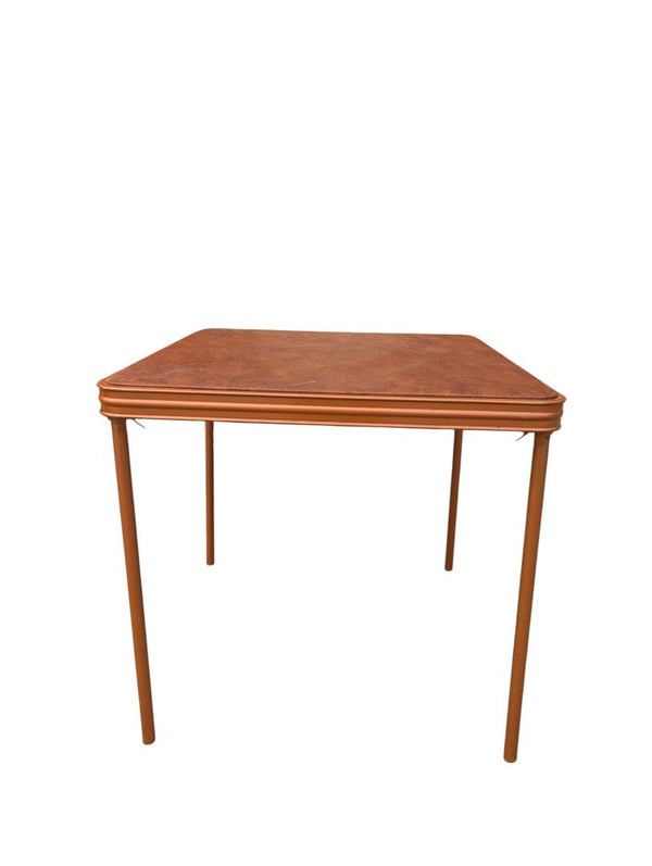 Vintage Cooey Developments Folding Card Table with Faux Leather-Look Vinyl Top