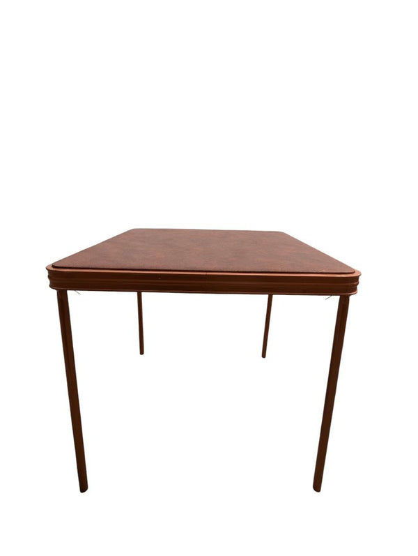 Vintage Cooey Developments Folding Card Table with Faux Leather-Look Vinyl Top