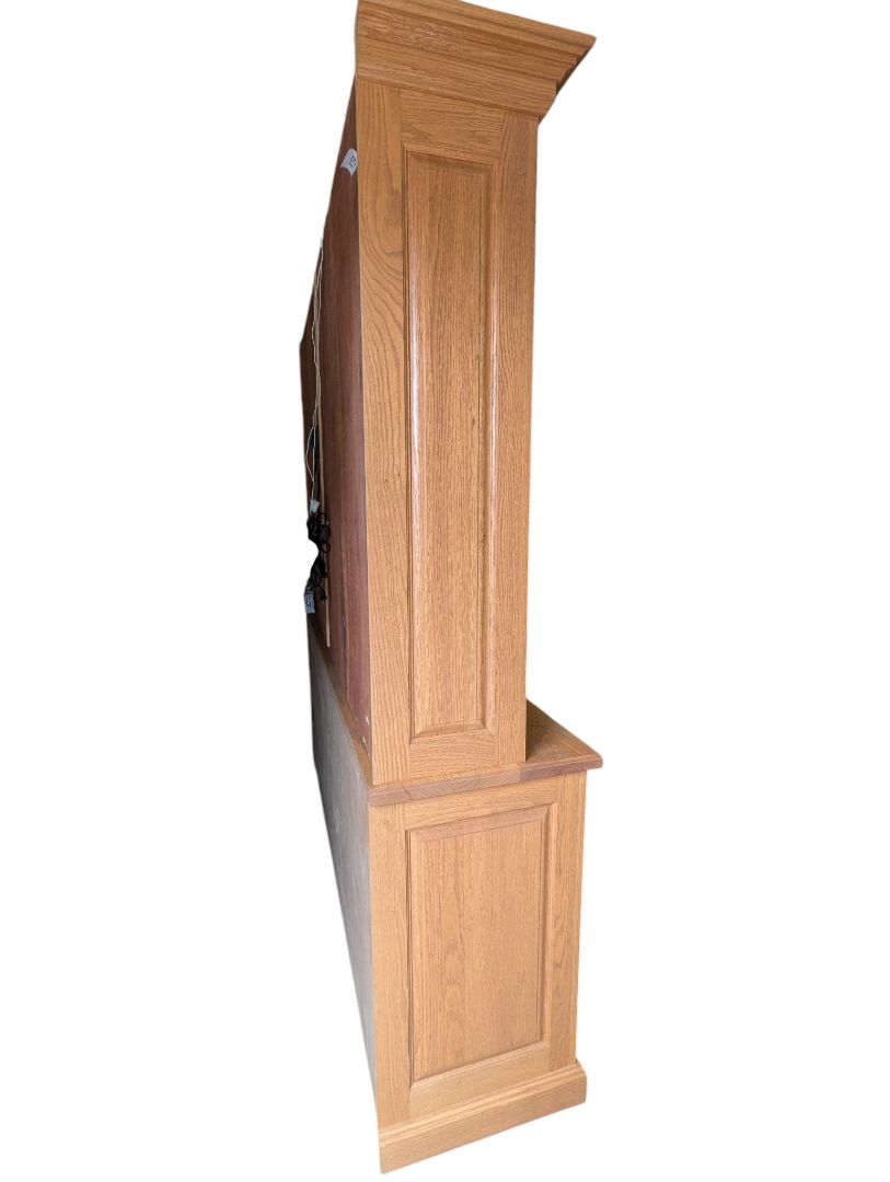 Solid Oak Lighted China Cabinet & Buffet Hutch