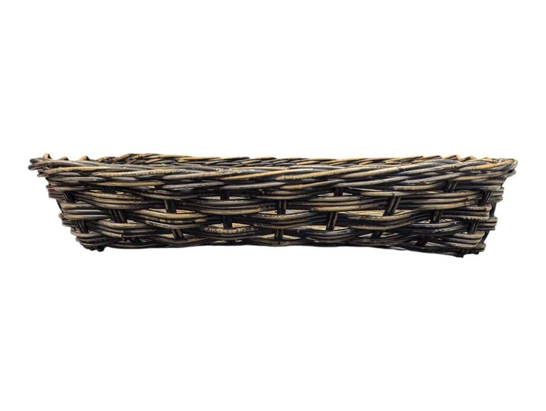 Distressed Black Woven Decorative Tray/Basket
