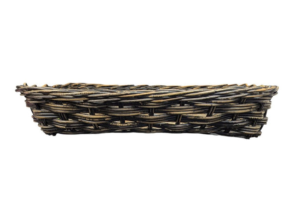 Distressed Black Woven Decorative Tray/Basket