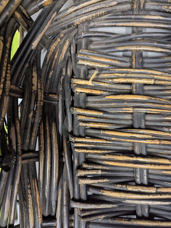 Distressed Black Woven Decorative Tray/Basket