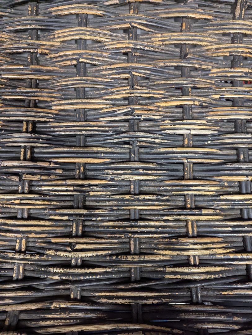 Distressed Black Woven Decorative Tray/Basket