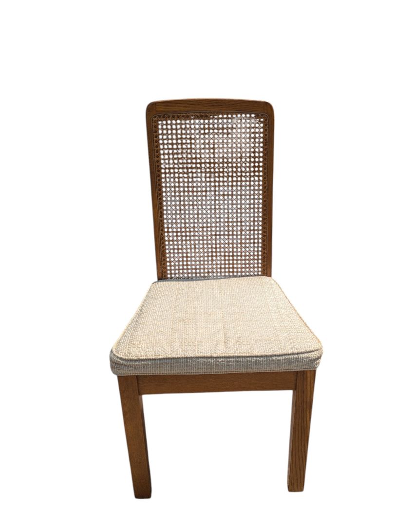 Vintage Oak Extendable Dining Table with 4 Cane-Back Chairs