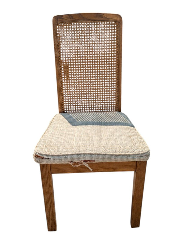 Vintage Oak Extendable Dining Table with 4 Cane-Back Chairs