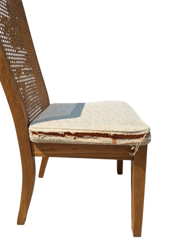 Vintage Oak Extendable Dining Table with 4 Cane-Back Chairs