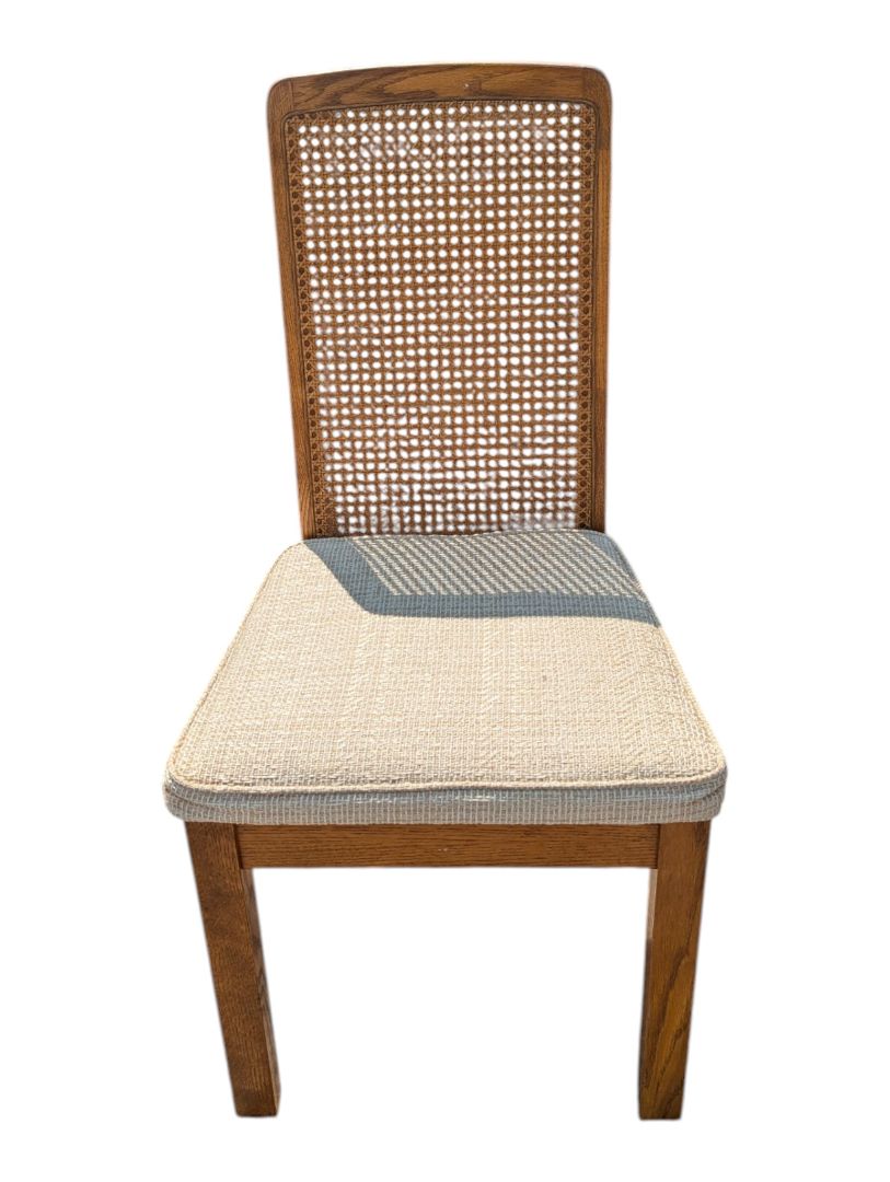 Vintage Oak Extendable Dining Table with 4 Cane-Back Chairs