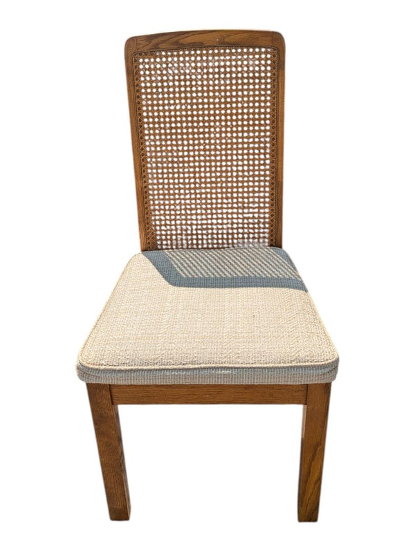 Vintage Oak Extendable Dining Table with 4 Cane-Back Chairs
