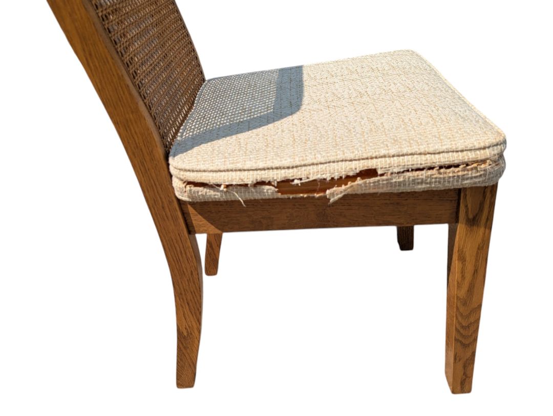 Vintage Oak Extendable Dining Table with 4 Cane-Back Chairs