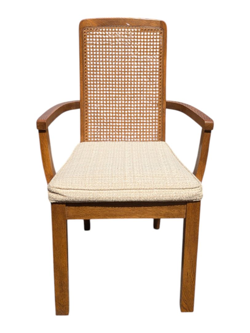 Vintage Oak Extendable Dining Table with 4 Cane-Back Chairs