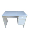 White Student Writing Desk with Drawer & Cabinet Storage