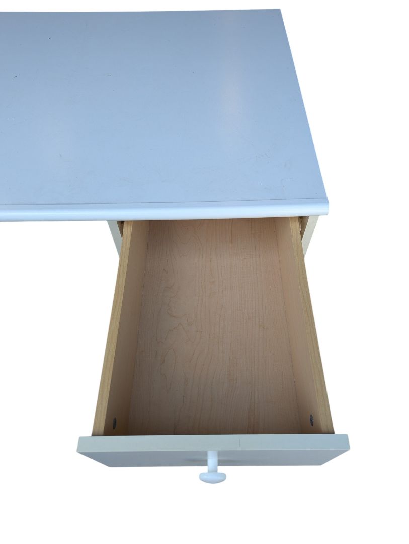 White Student Writing Desk with Drawer & Cabinet Storage