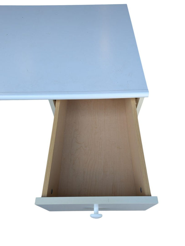 White Student Writing Desk with Drawer & Cabinet Storage