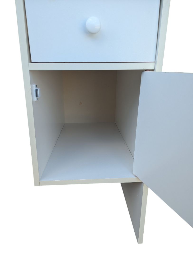 White Student Writing Desk with Drawer & Cabinet Storage
