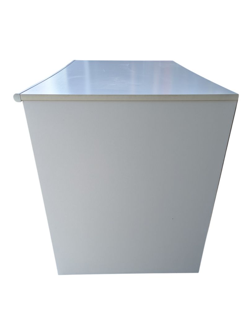 White Student Writing Desk with Drawer & Cabinet Storage