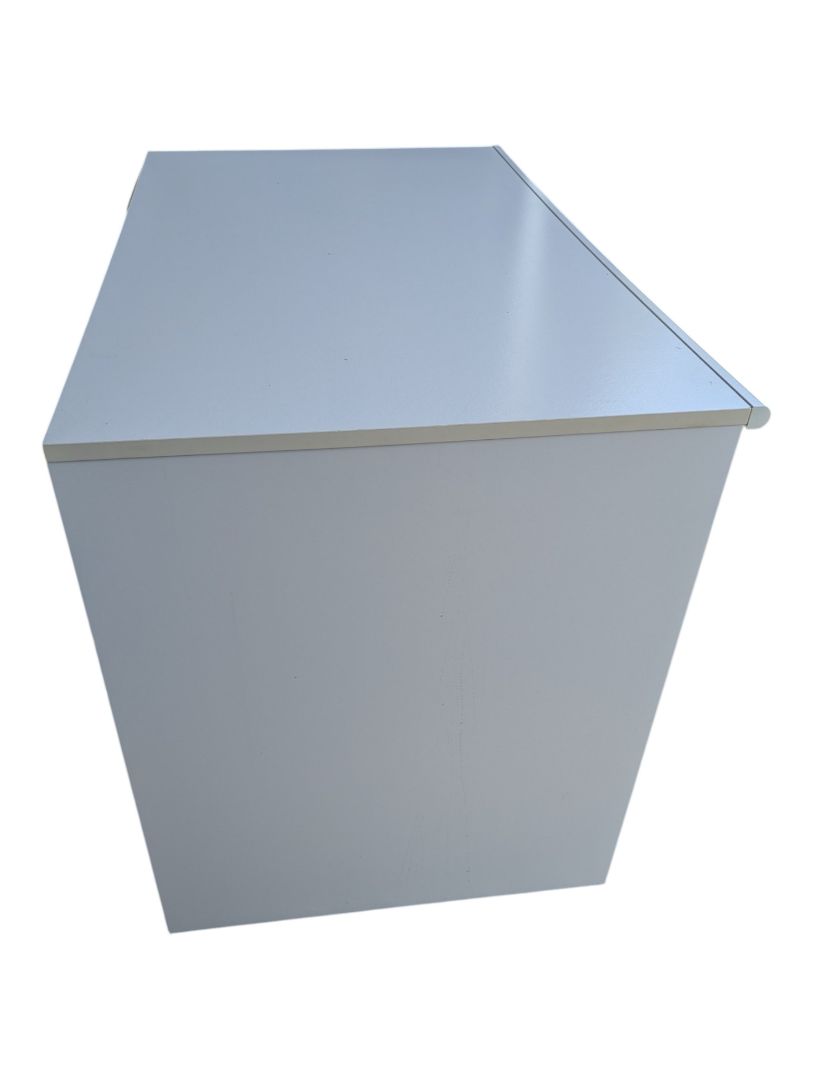 White Student Writing Desk with Drawer & Cabinet Storage