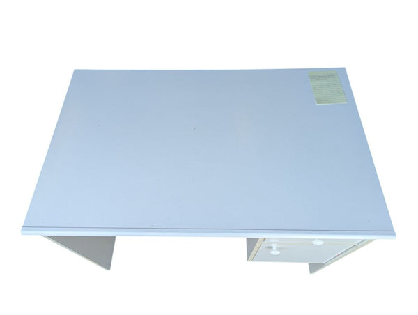 White Student Writing Desk with Drawer & Cabinet Storage