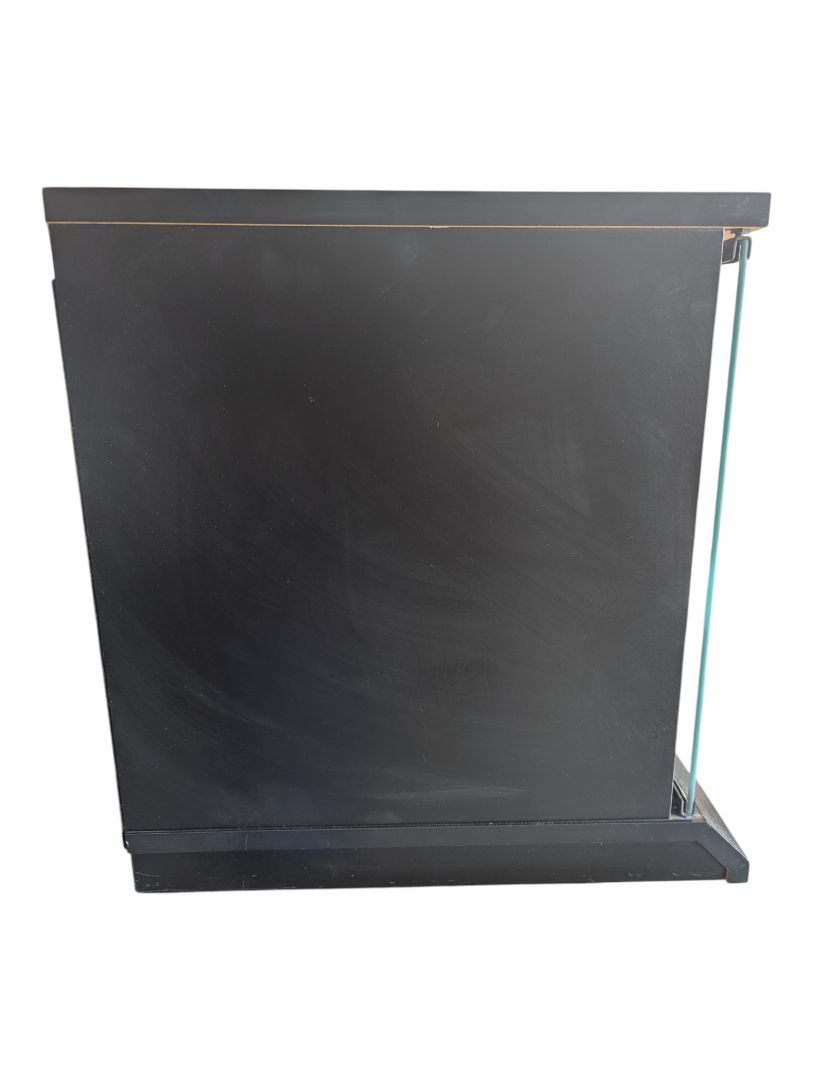 Gusdorf Black Glass-Door Media Cabinet on Casters