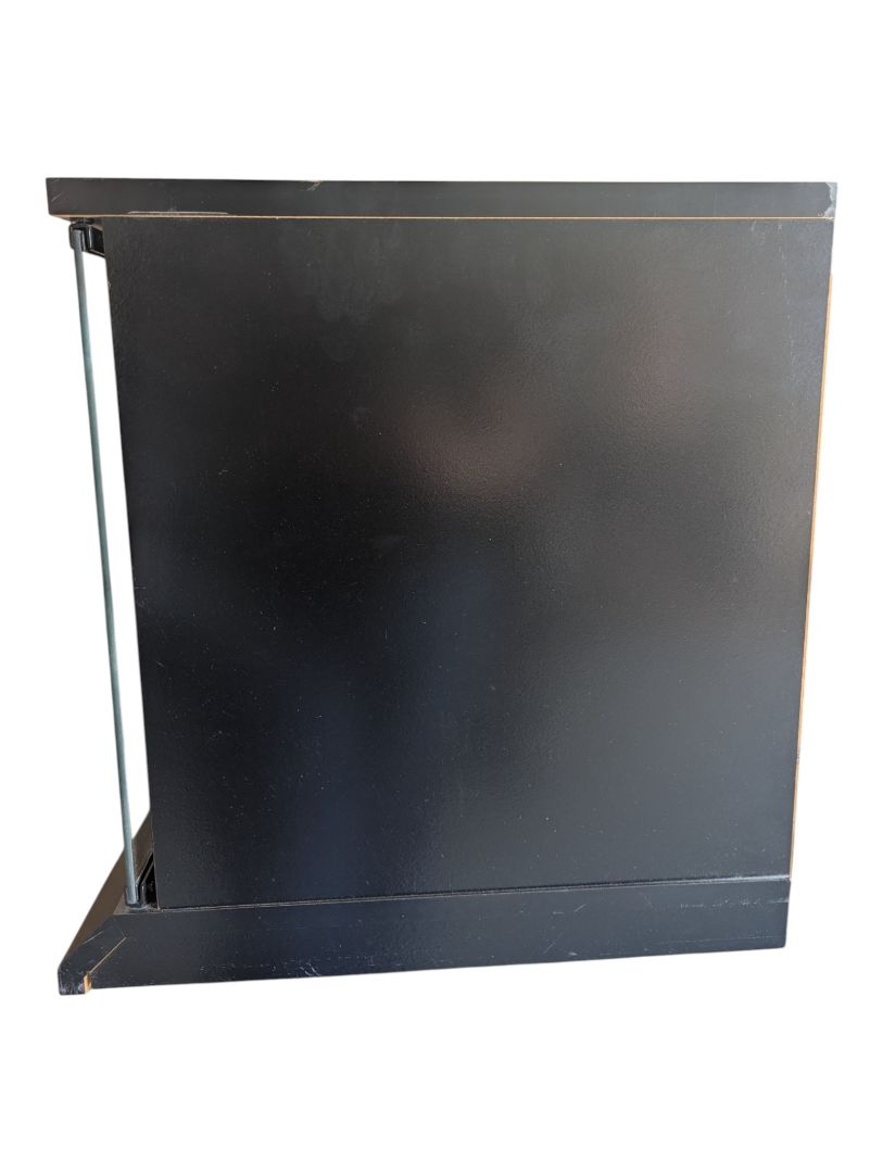Gusdorf Black Glass-Door Media Cabinet on Casters