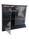 Gusdorf Black Glass-Door Media Cabinet on Casters