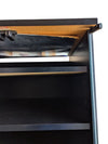 Gusdorf Black Glass-Door Media Cabinet on Casters