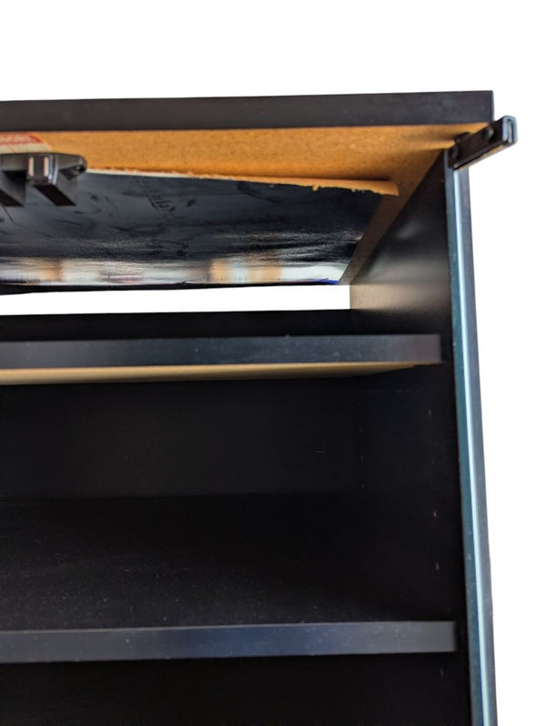 Gusdorf Black Glass-Door Media Cabinet on Casters
